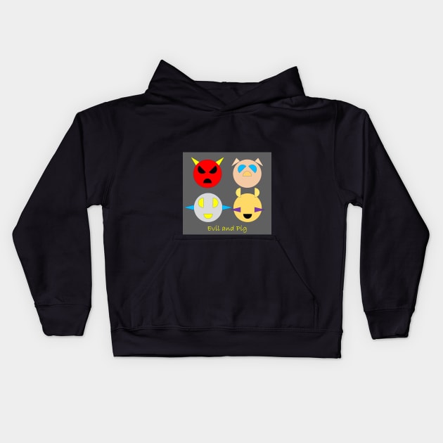 Geometric simple design Evil and Pig Full Team Kids Hoodie by Evil and Pig